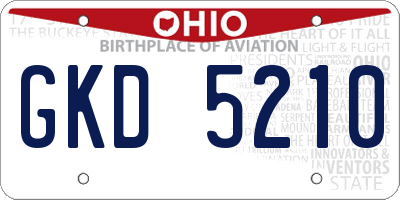 OH license plate GKD5210