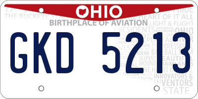 OH license plate GKD5213