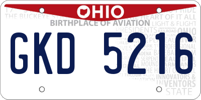 OH license plate GKD5216
