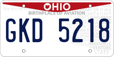 OH license plate GKD5218