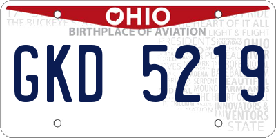 OH license plate GKD5219