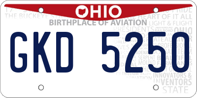 OH license plate GKD5250