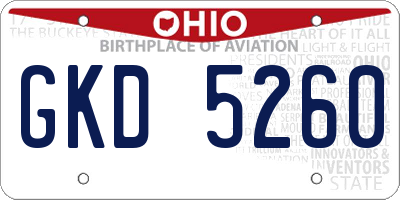 OH license plate GKD5260