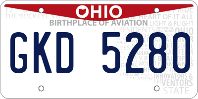 OH license plate GKD5280