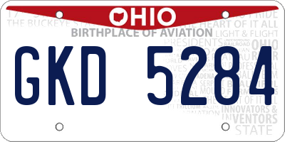OH license plate GKD5284