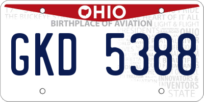 OH license plate GKD5388