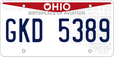 OH license plate GKD5389