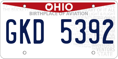 OH license plate GKD5392