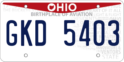 OH license plate GKD5403