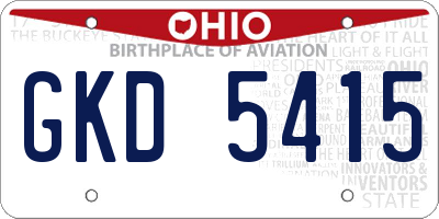 OH license plate GKD5415