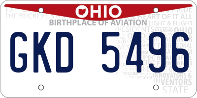 OH license plate GKD5496