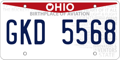 OH license plate GKD5568