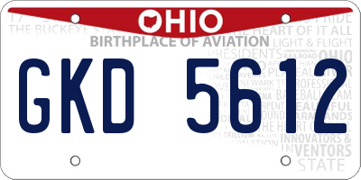 OH license plate GKD5612