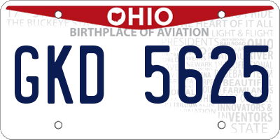 OH license plate GKD5625