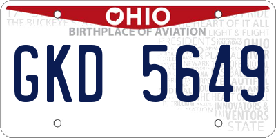 OH license plate GKD5649
