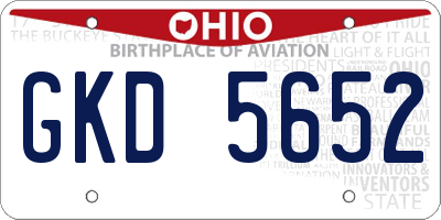 OH license plate GKD5652