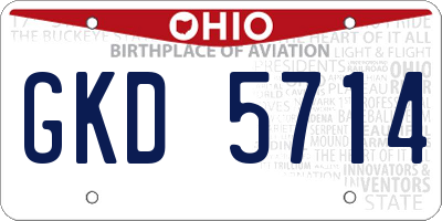 OH license plate GKD5714