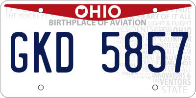 OH license plate GKD5857