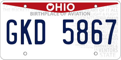 OH license plate GKD5867