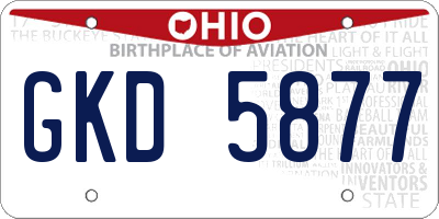 OH license plate GKD5877