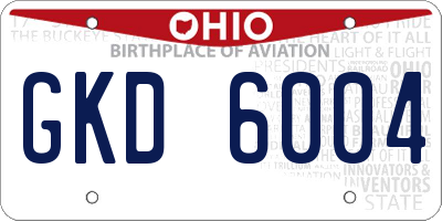 OH license plate GKD6004