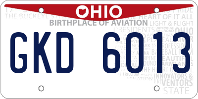 OH license plate GKD6013