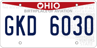 OH license plate GKD6030