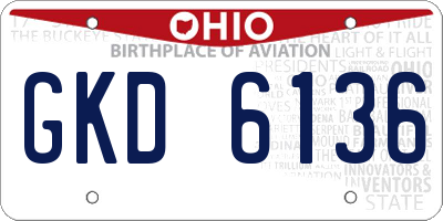 OH license plate GKD6136