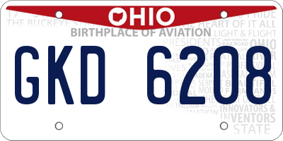 OH license plate GKD6208