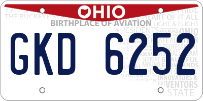 OH license plate GKD6252