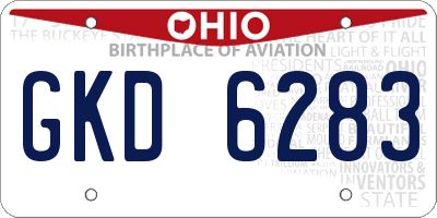 OH license plate GKD6283