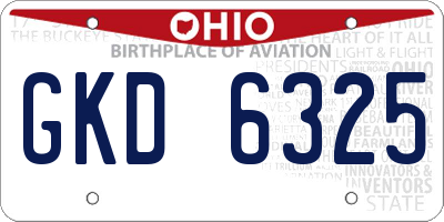 OH license plate GKD6325