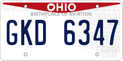 OH license plate GKD6347