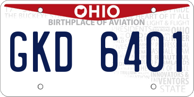 OH license plate GKD6401