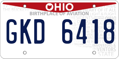 OH license plate GKD6418