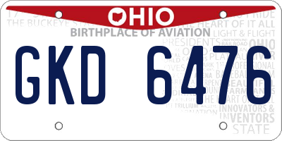 OH license plate GKD6476