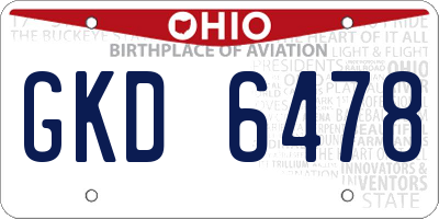 OH license plate GKD6478