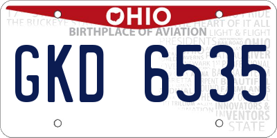 OH license plate GKD6535