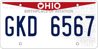 OH license plate GKD6567