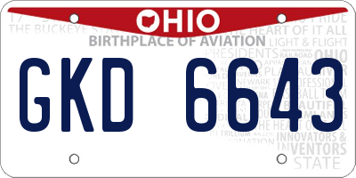 OH license plate GKD6643