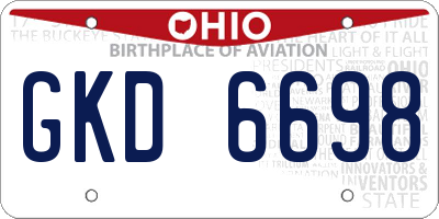 OH license plate GKD6698