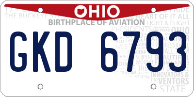 OH license plate GKD6793