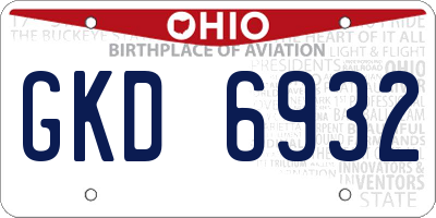 OH license plate GKD6932