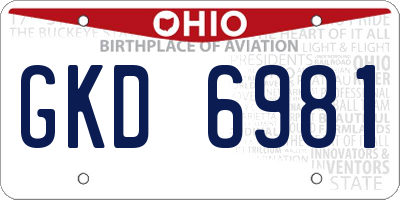 OH license plate GKD6981