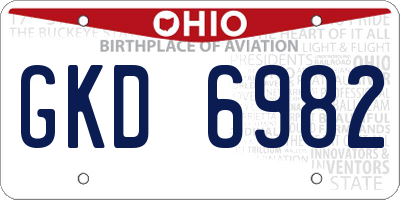 OH license plate GKD6982