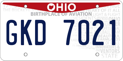 OH license plate GKD7021