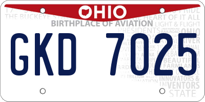 OH license plate GKD7025