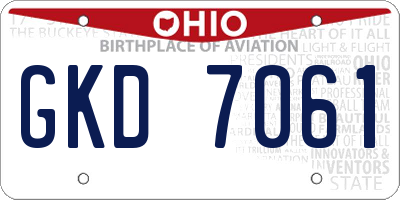 OH license plate GKD7061