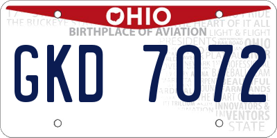 OH license plate GKD7072