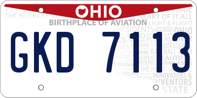 OH license plate GKD7113